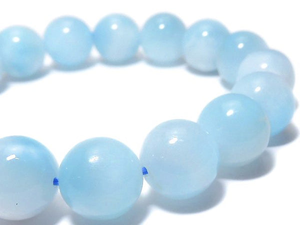 [Video][One of a kind] Ice Larimar Pectolite Round 12mm Bracelet NO.6