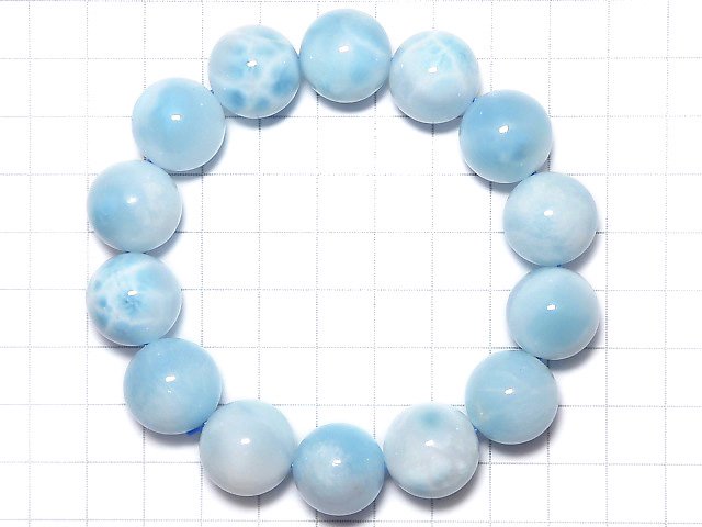 [Video][One of a kind] Ice Larimar Pectolite Round 16mm Bracelet NO.7