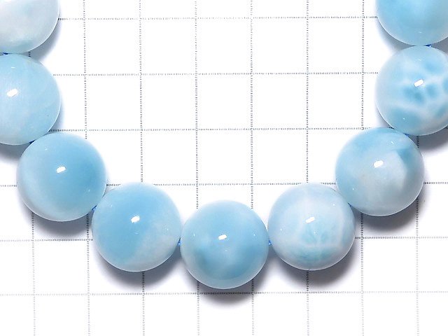 [Video][One of a kind] Ice Larimar Pectolite Round 16mm Bracelet NO.7