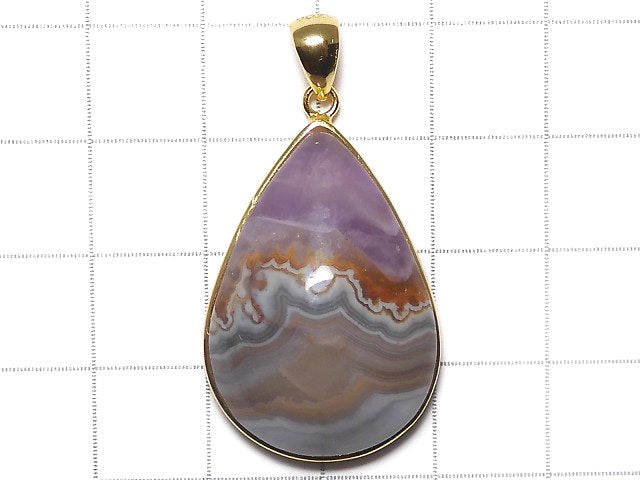 [Video][One of a kind] Amethyst Agate Pendant 18KGP NO.1