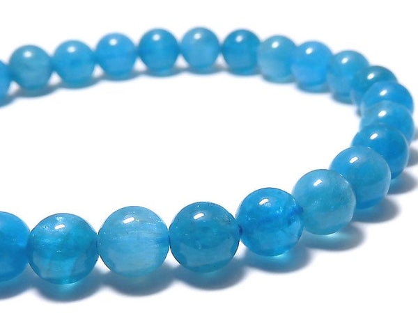 [Video][One of a kind] Blue Apatite AAA- Round 6mm Bracelet NO.201