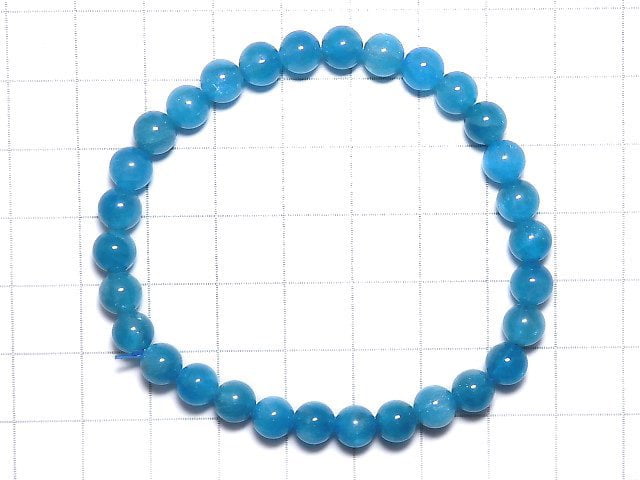 [Video][One of a kind] Blue Apatite AAA- Round 6mm Bracelet NO.201