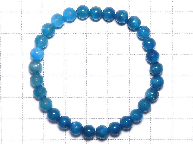 [Video][One of a kind] Blue Apatite AAA- Round 6mm Bracelet NO.202