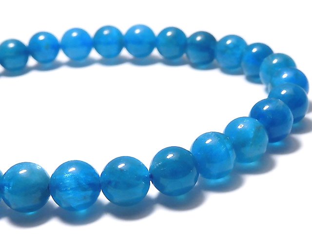 [Video][One of a kind] Blue Apatite AAA- Round 6mm Bracelet NO.203