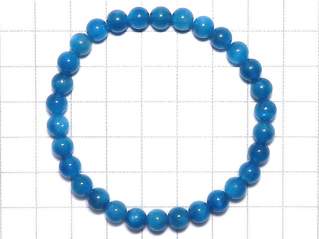 [Video][One of a kind] Blue Apatite AAA- Round 6mm Bracelet NO.203