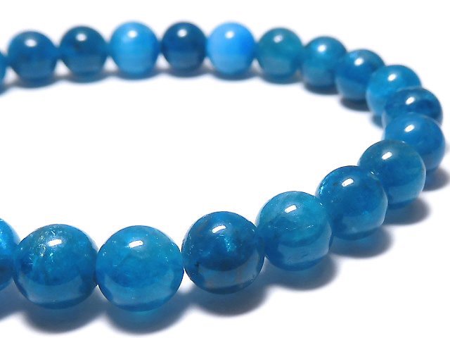 [Video][One of a kind] Blue Apatite AAA- Round 6.5mm Bracelet NO.204