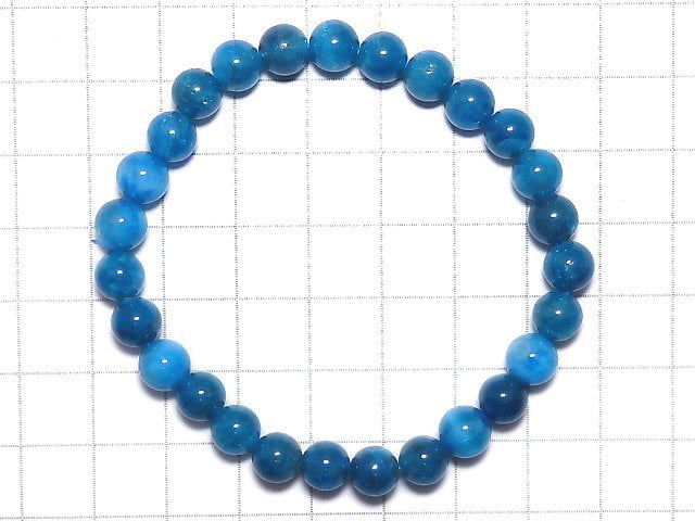 [Video][One of a kind] Blue Apatite AAA- Round 6.5mm Bracelet NO.204