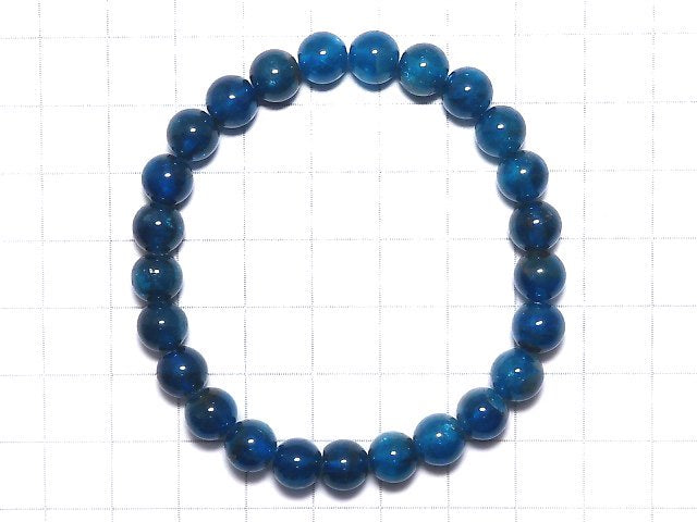 [Video][One of a kind] Blue Apatite AAA- Round 7mm Bracelet NO.206