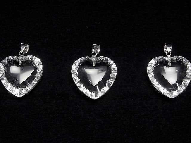 [Video]High Quality Crystal AAA Heart cut Pendant 20x20mm Silver925 1pc