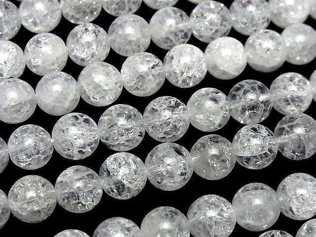 Cracked Crystal  Round 10mm half or 1strand beads (aprx.14inch/34cm)