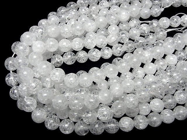 Cracked Crystal  Round 10mm half or 1strand beads (aprx.14inch/34cm)