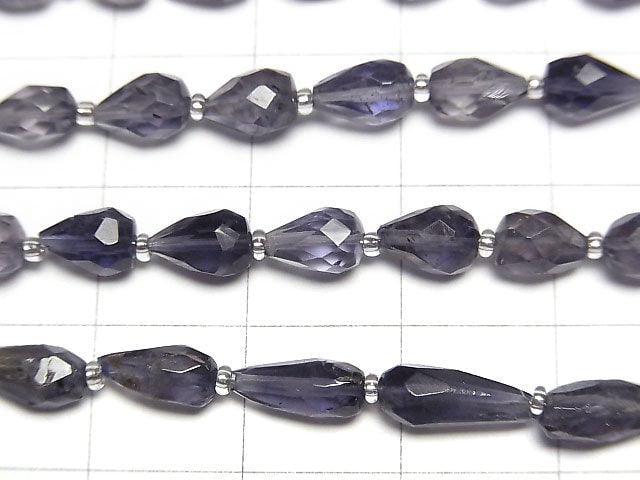 [Video]High Quality Iolite AA+ Vertical Hole Faceted Drop 1strand beads (aprx.4inch/10cm)