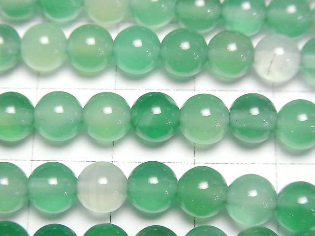 [Video] Green color Chalcedony Round 6mm 1strand beads (aprx.14inch/35cm)