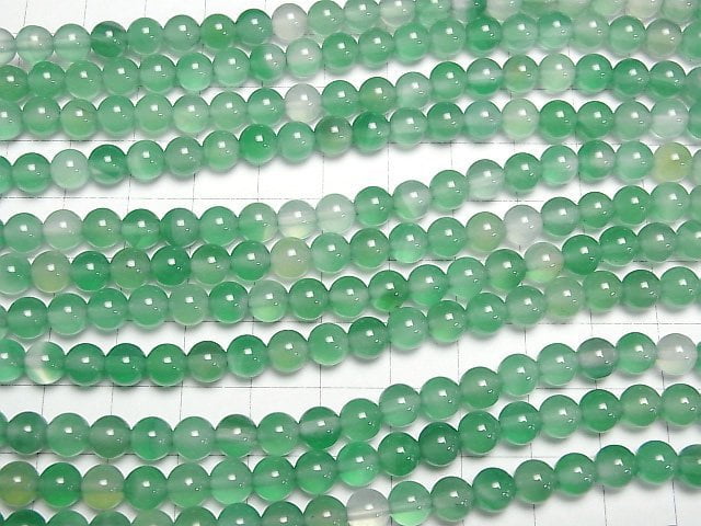 [Video] Green color Chalcedony Round 6mm 1strand beads (aprx.14inch/35cm)