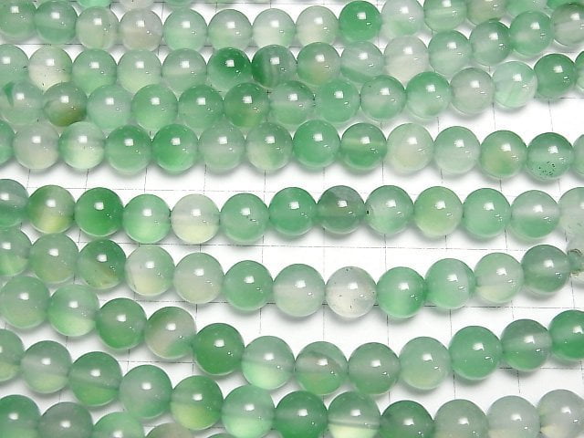 [Video] Green color Chalcedony Round 8mm 1strand beads (aprx.15inch/36cm)