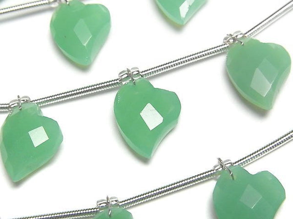 [Video] Green color Chalcedony Heart cut 13x10mm half or 1strand (6pcs)