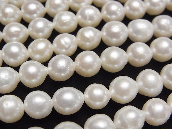 [Video] Fresh Water Pearl AA Natural Round 6mm White 1strand beads (aprx.14inch/35cm)