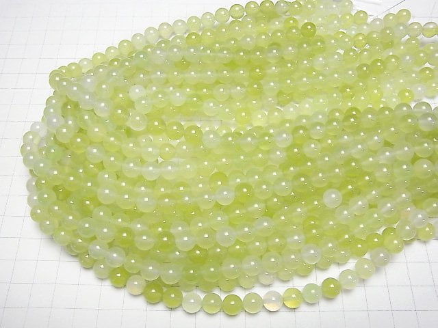 [Video] Lime green color Chalcedony Round 8mm 1strand beads (aprx.15inch/37cm)