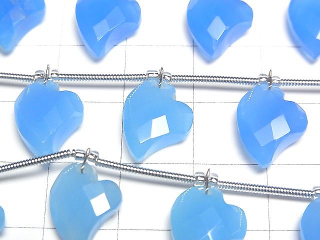 [Video] Blue Chalcedony Heart cut 13x10mm half or 1strand (6pcs)