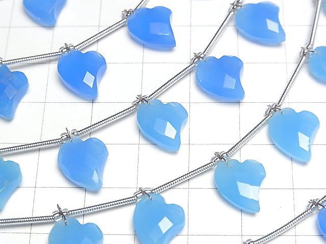 [Video] Blue Chalcedony Heart cut 13x10mm half or 1strand (6pcs)