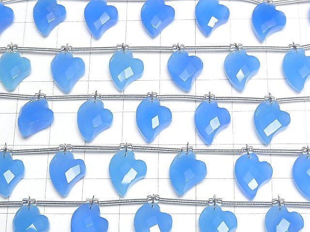 [Video] Blue Chalcedony Heart cut 13x10mm half or 1strand (6pcs)