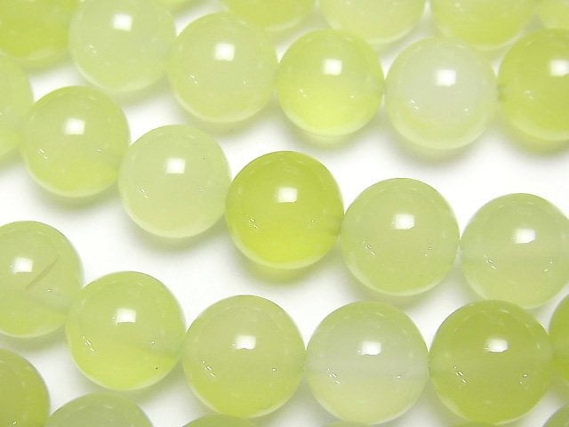 [Video] Lime green color Chalcedony Round 10mm half or 1strand beads (aprx.14inch/34cm)