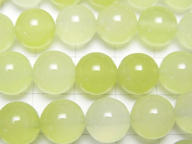 [Video] Lime green color Chalcedony Round 10mm half or 1strand beads (aprx.14inch/34cm)