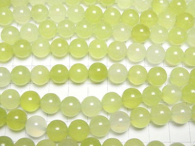 [Video] Lime green color Chalcedony Round 10mm half or 1strand beads (aprx.14inch/34cm)