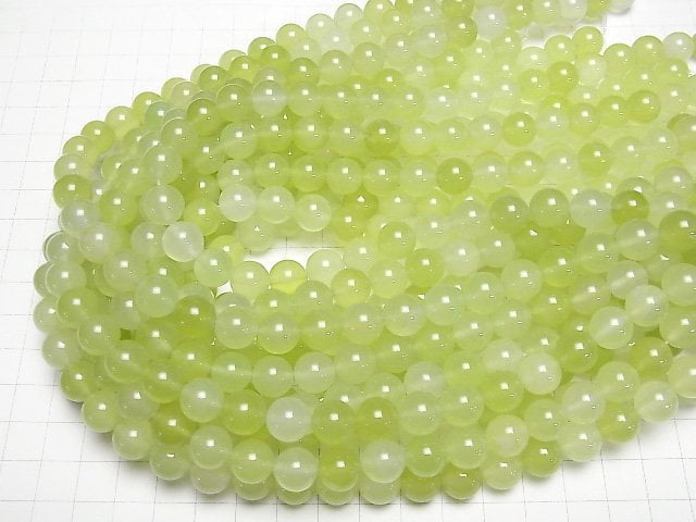 [Video] Lime green color Chalcedony Round 10mm half or 1strand beads (aprx.14inch/34cm)