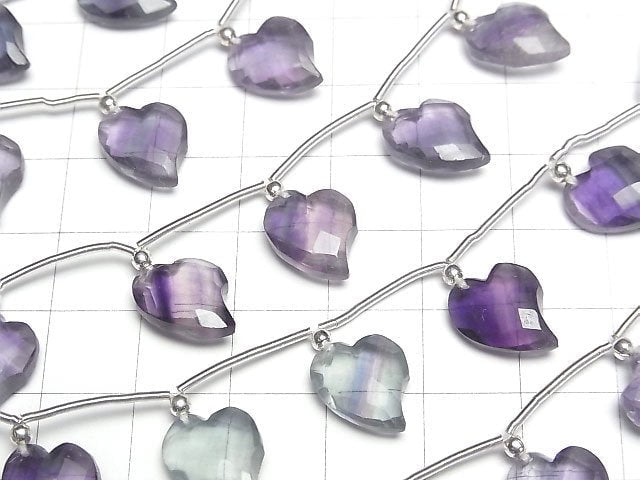 [Video] Multicolor Fluorite AAA Heart cut 13x10mm half or 1strand (6pcs)