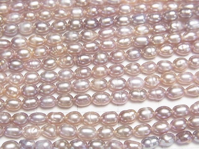 [Video] Fresh Water Pearl AA++ Rice 4x3x3mm Lavender Pink 1strand beads (aprx.14inch/34cm)