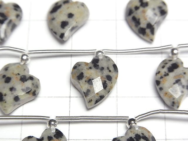 [Video] Dalmatian Jasper Heart cut 13x10mm half or 1strand (6pcs)