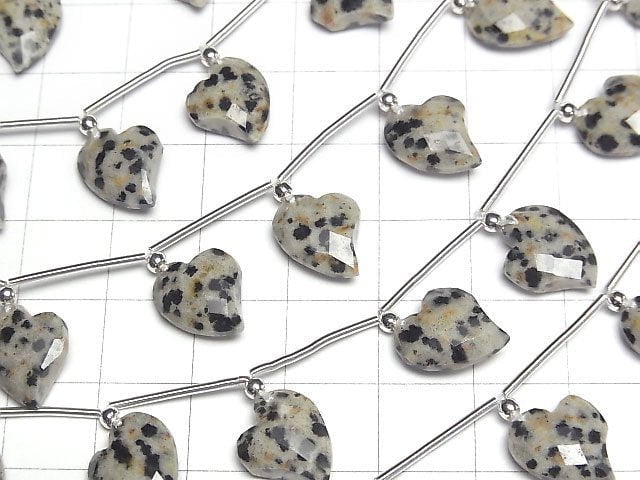 [Video] Dalmatian Jasper Heart cut 13x10mm half or 1strand (6pcs)