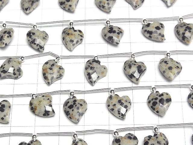 [Video] Dalmatian Jasper Heart cut 13x10mm half or 1strand (6pcs)