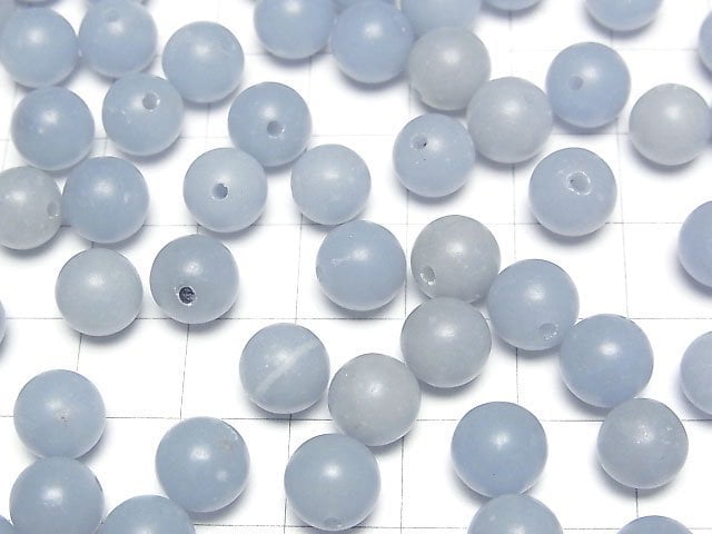 [Video]Angelite AA++ Half Drilled Hole Round 8mm 5pcs