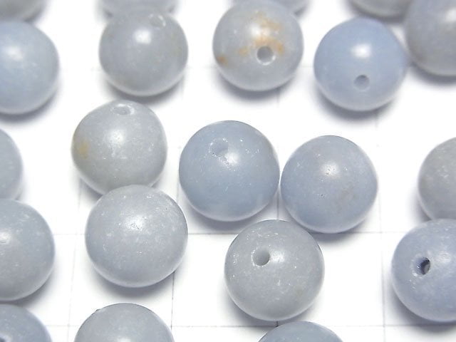 [Video]Angelite AA Half Drilled Hole Round 9.5mm 3pcs