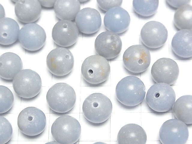 [Video]Angelite AA Half Drilled Hole Round 9.5mm 3pcs