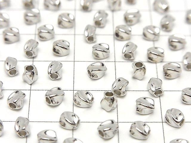 Silver925  Twist Tube 4x3x3mm Rhodium Plated  4pcs