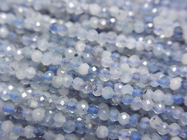 [Video]High Quality! Deep Blue Aquamarine AA+ Faceted Round 2mm 1strand beads (aprx.15inch/36cm)