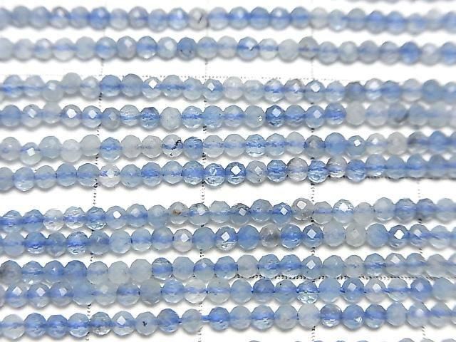 [Video] High Quality! Deep Blue Aquamarine AA+ Faceted Round 2mm 1-strand beads (approx. 15 inches/38 cm)