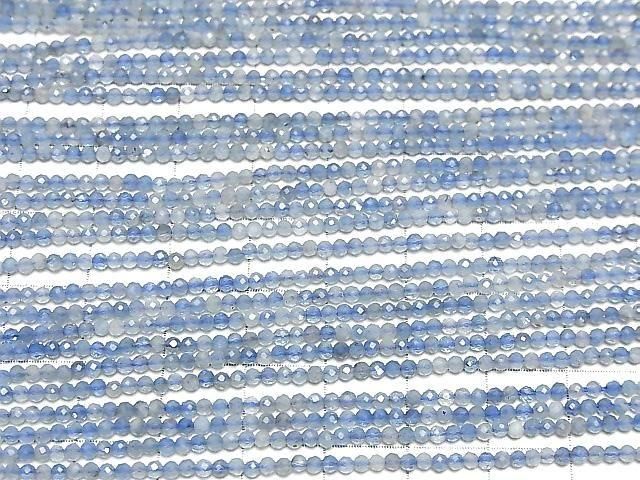 [Video] High Quality! Deep Blue Aquamarine AA+ Faceted Round 2mm 1-strand beads (approx. 15 inches/38 cm)