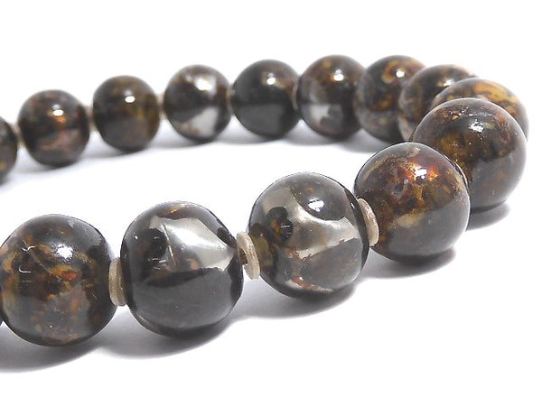 [Video][One of a kind] Kenya Sericho Pallasite Meteorite Round 10.5mm Bracelet NO.101