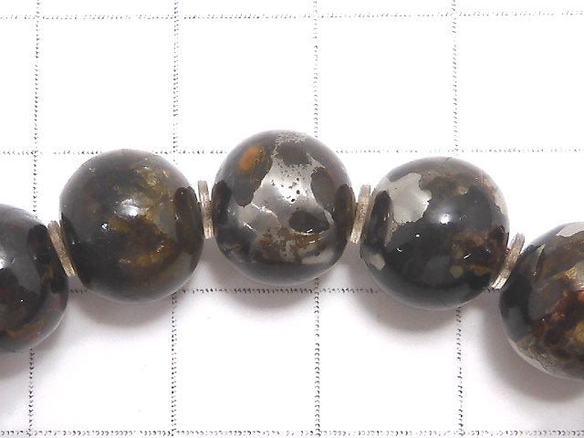 [Video][One of a kind] Kenya Sericho Pallasite Meteorite Round 10.5mm Bracelet NO.101