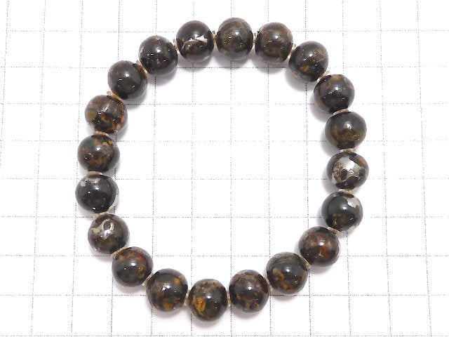 [Video][One of a kind] Kenya Sericho Pallasite Meteorite Round 10.5mm Bracelet NO.101