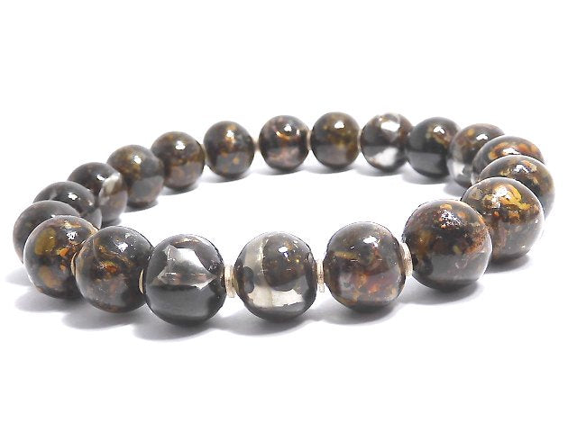 [Video][One of a kind] Kenya Sericho Pallasite Meteorite Round 10.5mm Bracelet NO.101