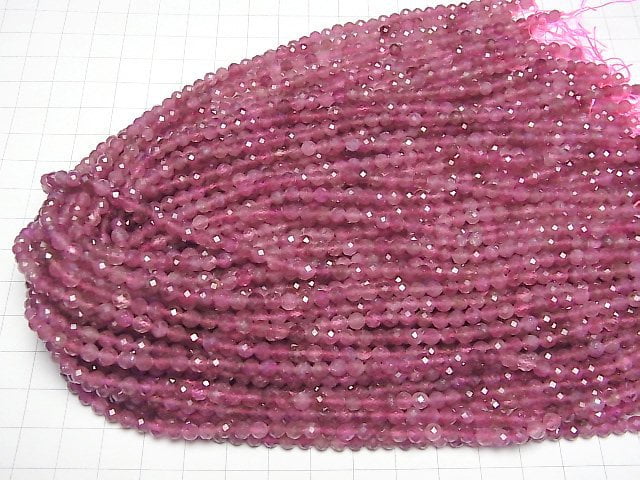 [Video]High Quality! Pink Tourmaline AAA- Faceted Round 4mm half or 1strand beads (aprx.15inch/36cm)