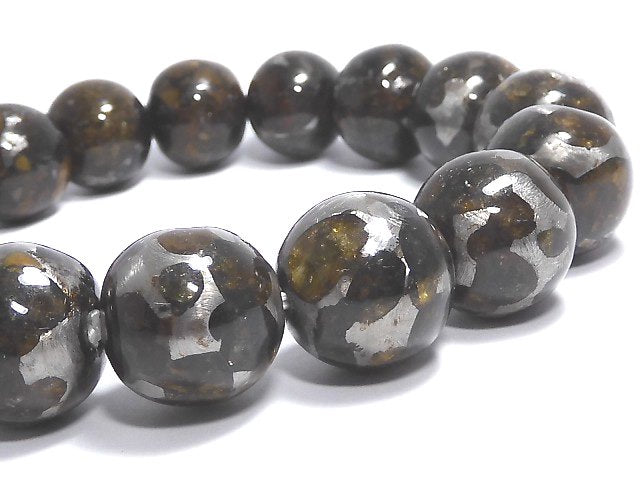 [Video][One of a kind] Kenya Sericho Pallasite Meteorite Round 13mm Bracelet NO.103