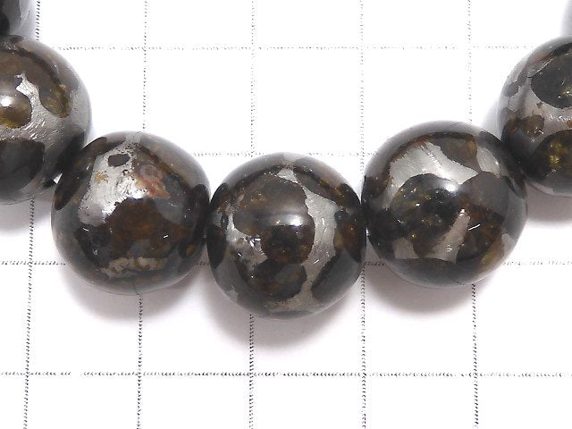 [Video][One of a kind] Kenya Sericho Pallasite Meteorite Round 13mm Bracelet NO.103