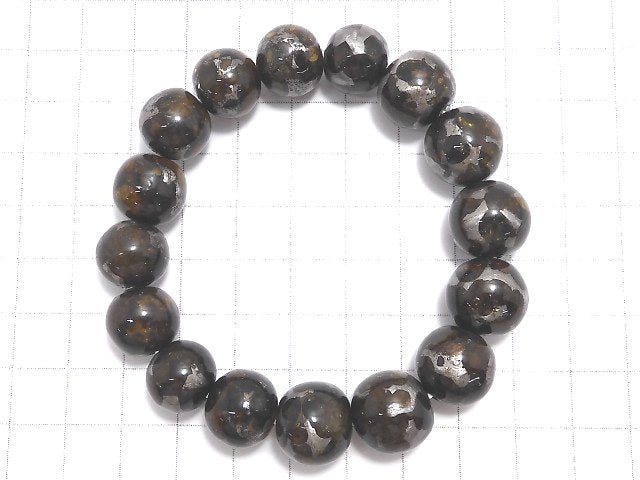 [Video][One of a kind] Kenya Sericho Pallasite Meteorite Round 13mm Bracelet NO.103