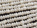 [Video] Fresh Water Pearl AA++ White Rondelle 3-4mm 1strand beads (aprx.14inch/34cm)